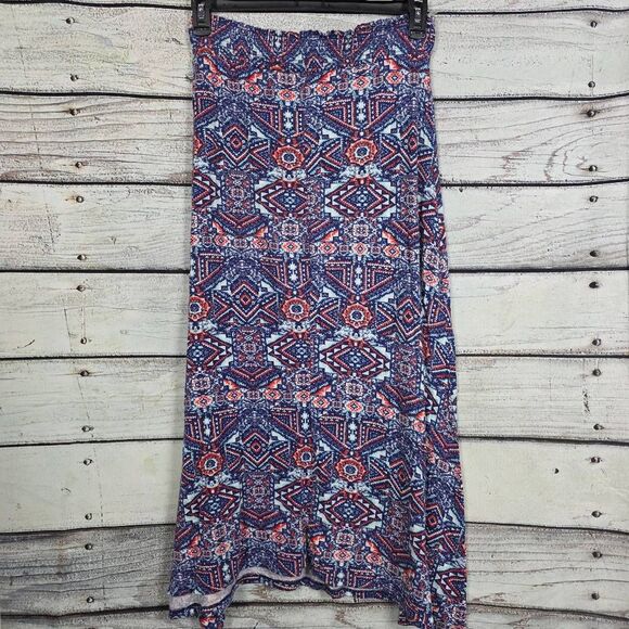 French Laundry Womens Boho Maxi Skirt Blue Orange L - Picture 5 of 6